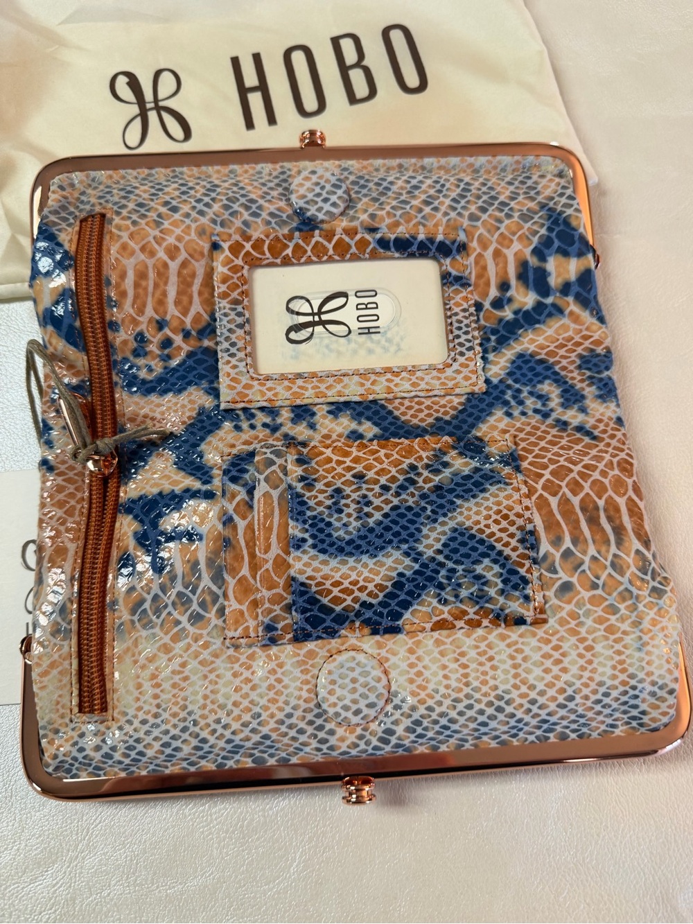HOBO Blue and Orange Snakeskin-Pattern Clutch Wallet - Picture 5 of 11